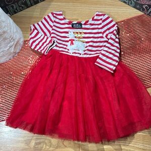 Christmas dress with tulle overlay. Sz 2T red/white